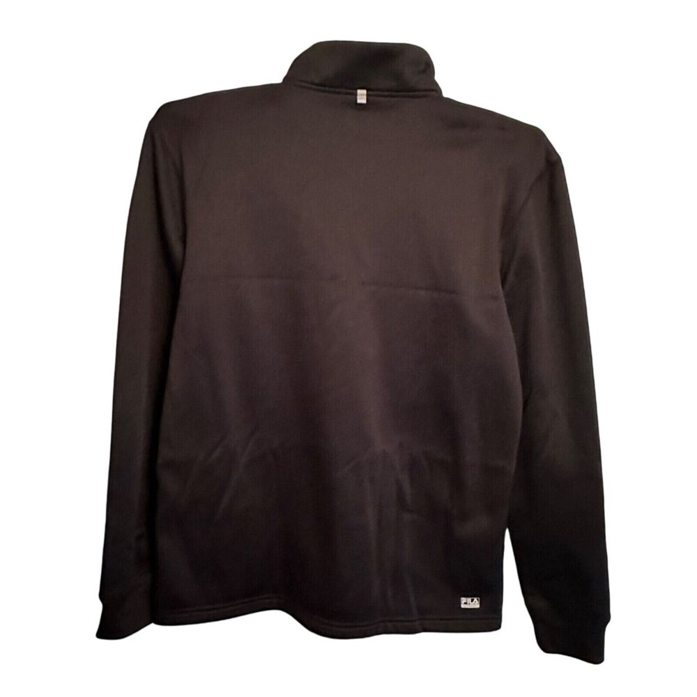 Mens FILA 1/4 Zip Black Lime Green & Reflective Accents Long Sleeve Blend SZ M - Picture 2 of 11